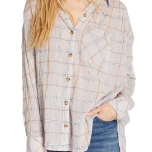 Free People Break My Stripe Plaid Shirt - Picture 3 of 6